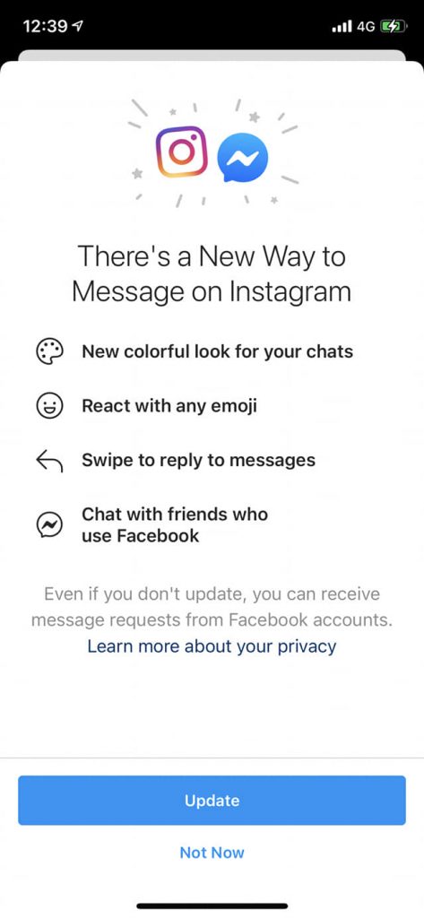 Facebook has started merging Messenger chat with Instagram's direct messaging functionality.