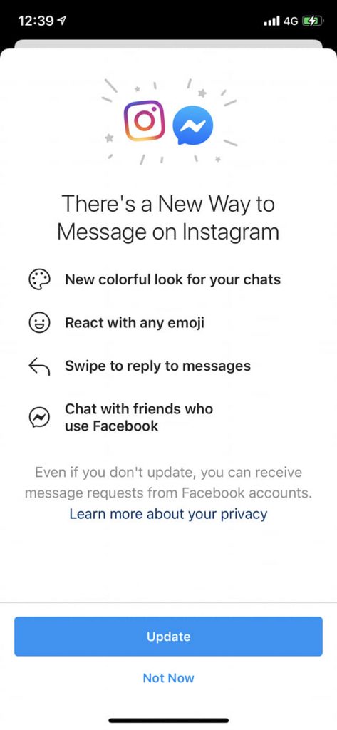 Facebook has started merging Messenger chat with Instagram's direct messaging functionality.