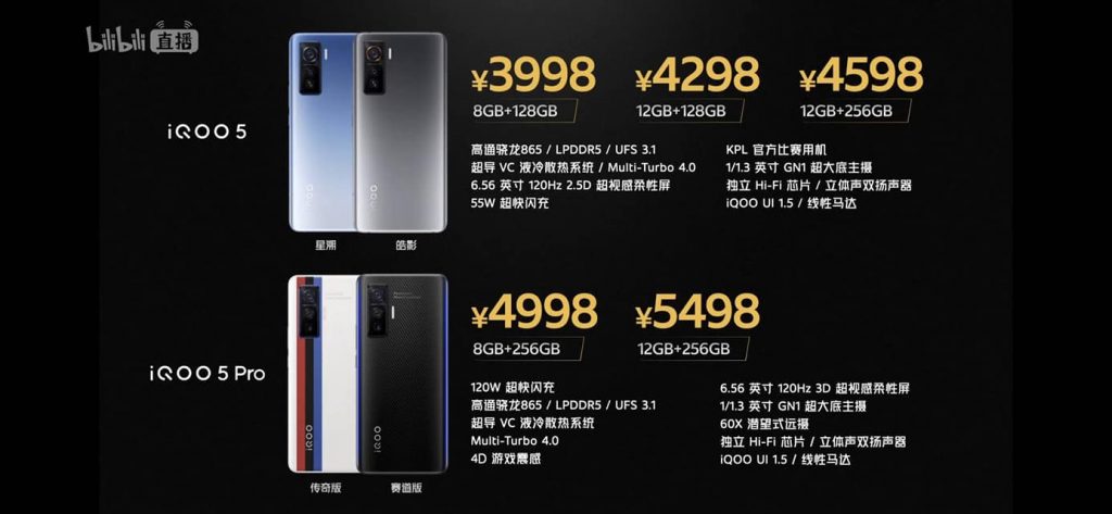 iQOO 5 and iQOO 5 Pro launched in China.