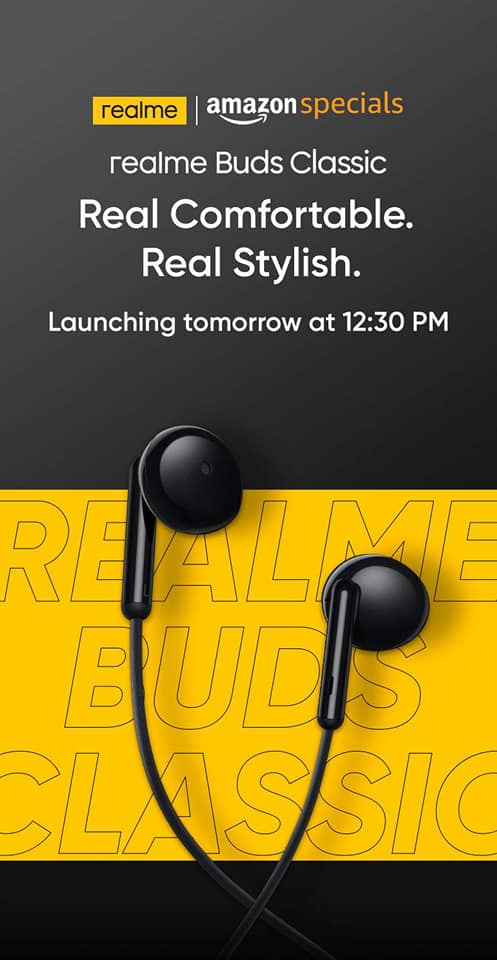 Realme Buds Classic wired earphones will launch with real me C12 and realme C15.