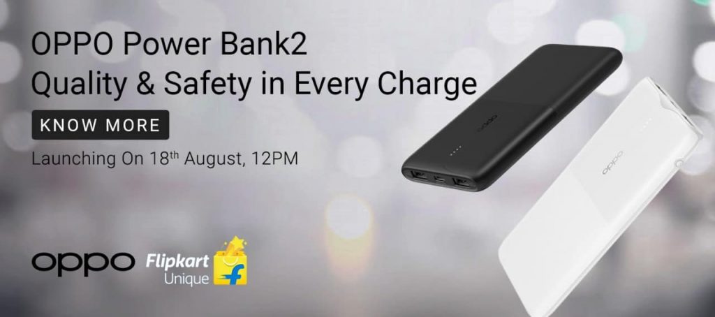  OPPO Power Bank 2 is launching on August 18 in India Will be available on Flipkart.